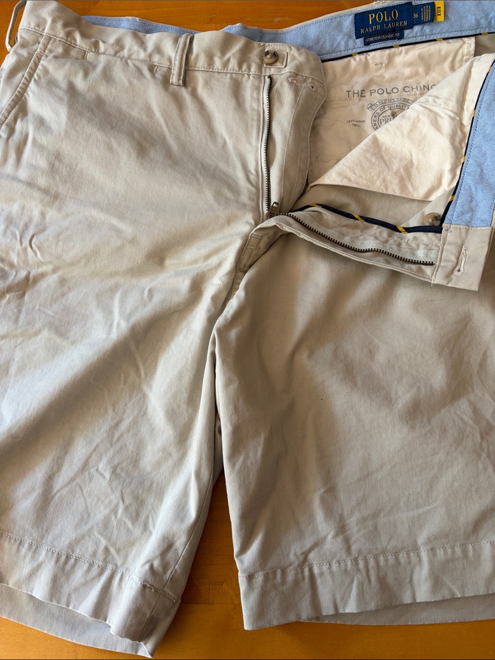 Polo by Ralph Lauren Men’s Flat Front Chino Shorts — Light Khaki